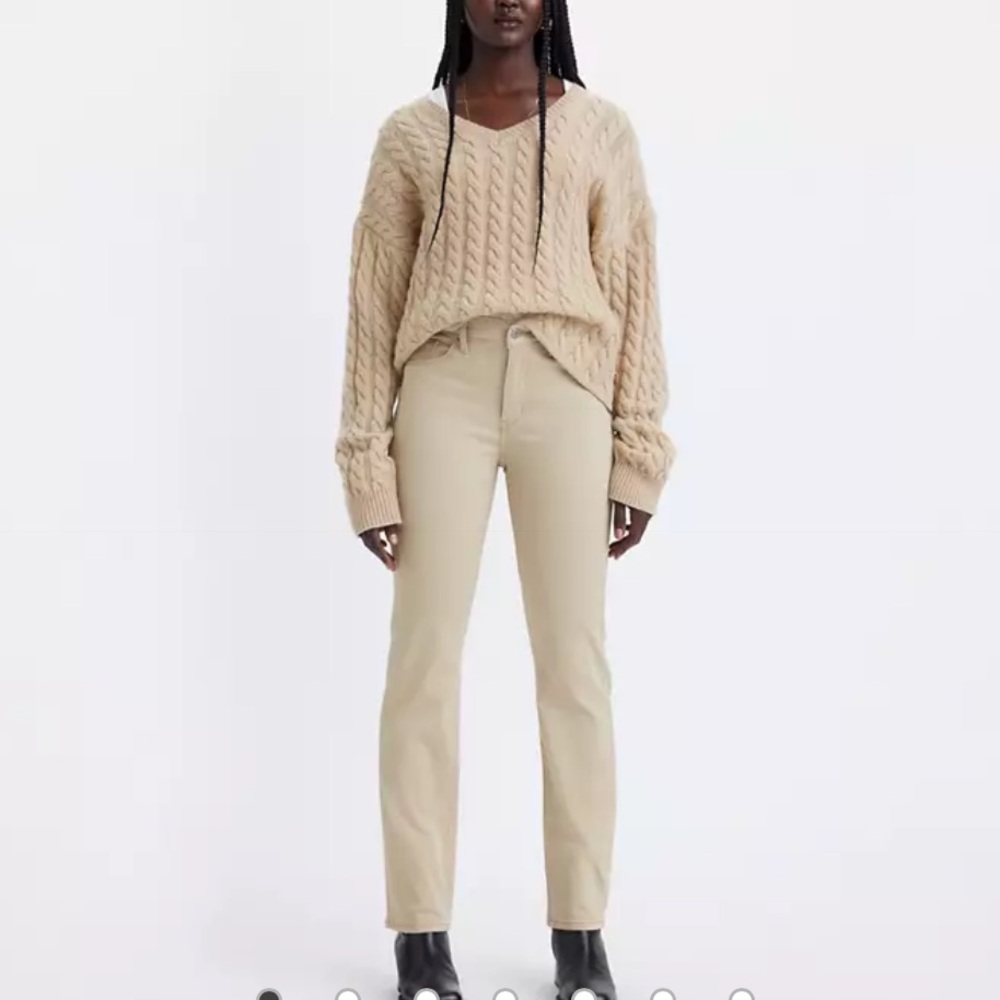 •LEVI'S•IVORY/OFF-WHITE HERITAGE HIGH RISE STRAIGHT DENIM JEANS SIZE 8/W29